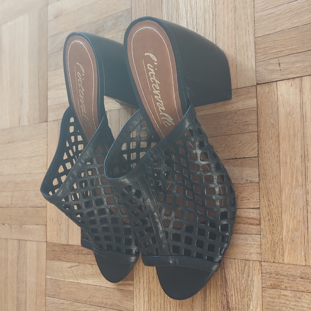Intervalle Leather Peep Toe Mules - Picture 2 of 7